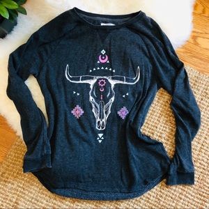 Large Western Skull Boho Sweatshirt